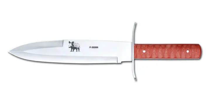 Kniv med spids og Rødt Micarta håndtag