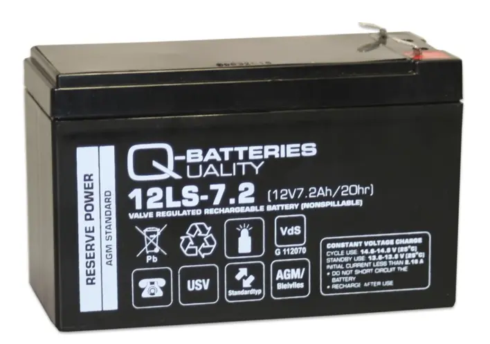 Q-Batteries 12LS-12V 7,2Ah AGM batteri VdS-Godkendt