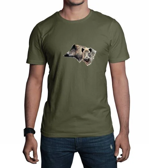 t-shirt med 2 vildsvin motiv