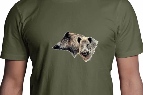 t-shirt med 2 vildsvin motiv