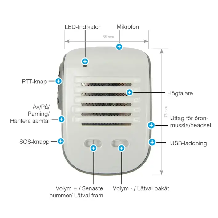 ProEquip PRO-BT560 Bluetooth Monofon, inkl. ladekabel, hvid