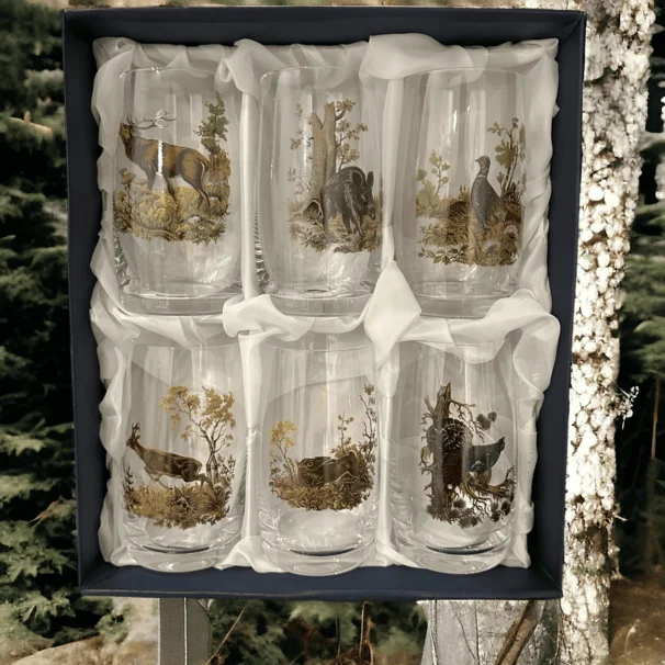 Øl glas med Vildt motiv (6 glas)