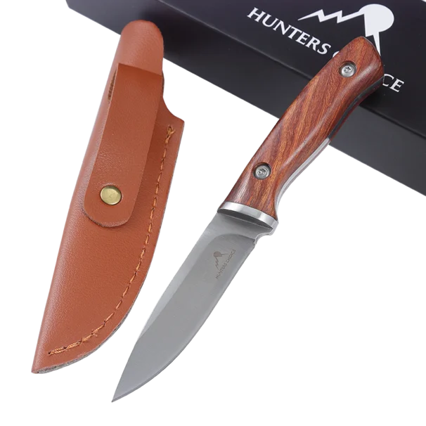 Hunters Choice Strix Jagtkniv – Klassisk jagtkniv med træskaft og læderskede