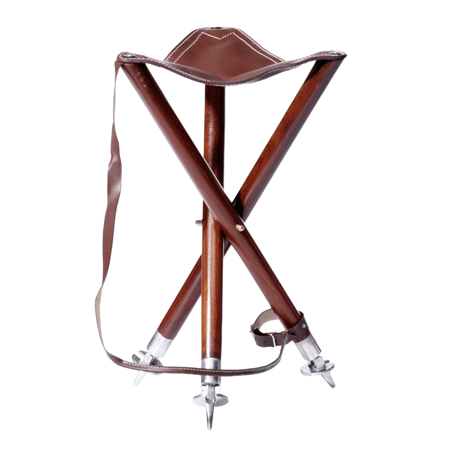 3 benet jagtstol med kraftigt lædersæde