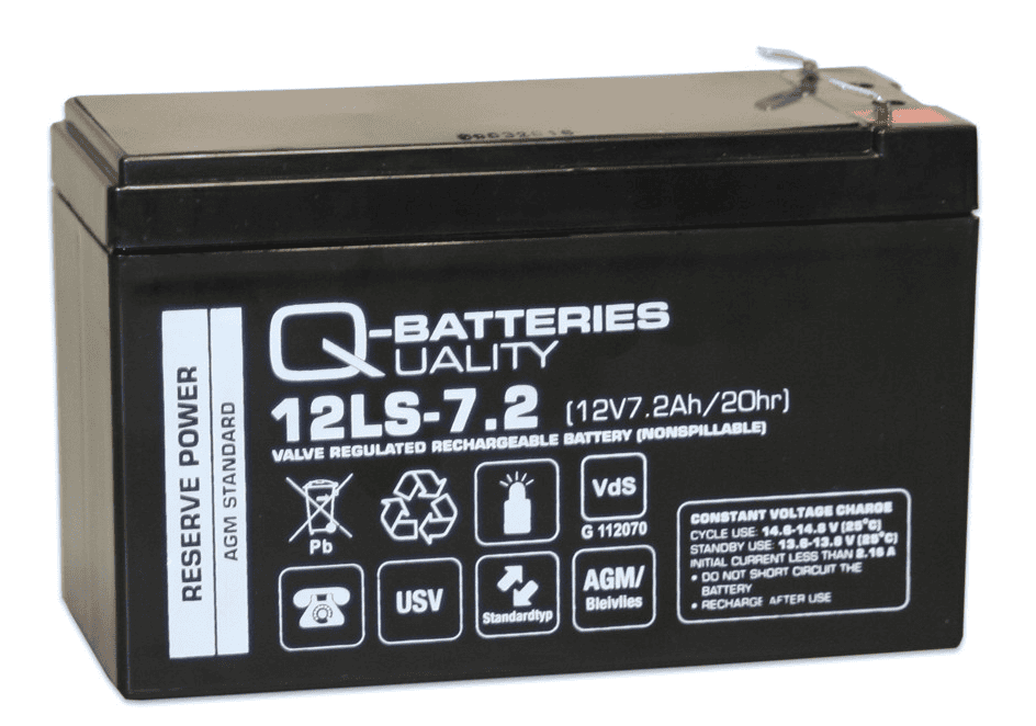 Q-Batteries 12V-7,2Ah blybatteri VDS for alarm / Backup